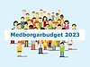 Illustrerad grupp med människor och texten "Medborgarbudget 2023"