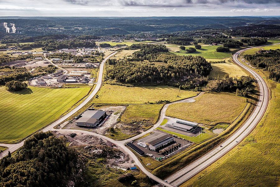 Flygfoto över Säleby industriområde