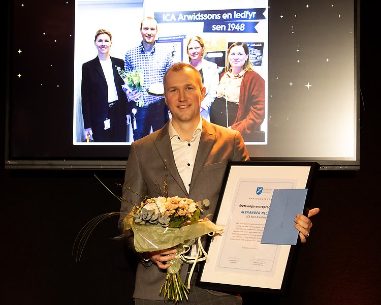 Bild på manlig pristagare i kategorin Årets ungs entreprenör Alexander Nilsson.