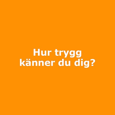 Texten hur trygg känner du dig? på orange bakgrund.